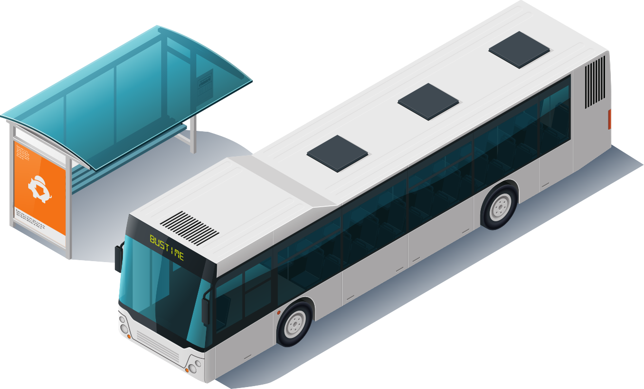 Bus in der Nähe der Haltestelle